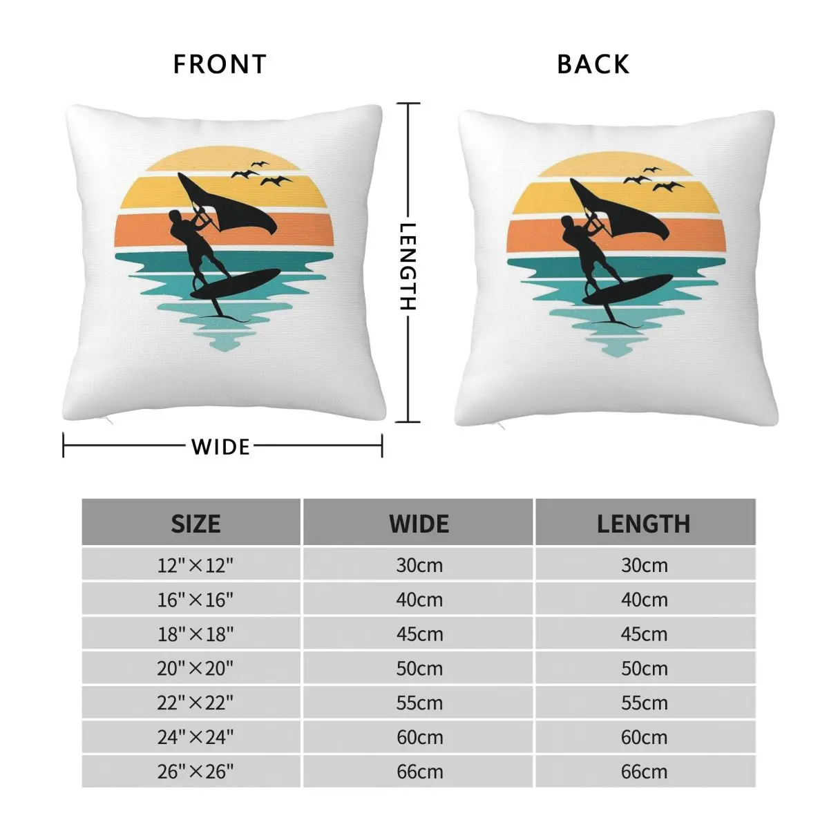 Wing Surfing Funny Wing Foil Pillowcase Polyester Linen Velvet Creative Zip Decor Home Cushion Cover