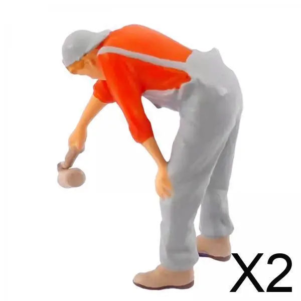 2x handgeschilderde 1:87 miniatuur mensen beeldjes, kleine mensen schilder mensen speelgoed desktop decor voor micro landschap tafel scène