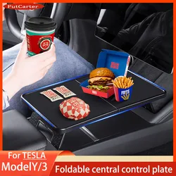 Per Tesla Model 3 Y pieghevole controllo centrale piccolo tavolo da pranzo piatto Bin PC + accessori in Silicone decorazione d'interni Trim