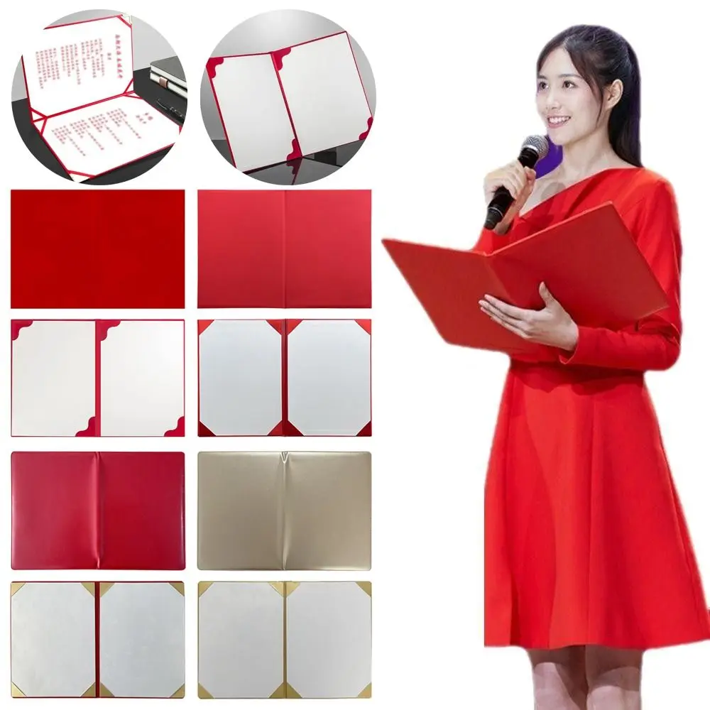 1Pcs New Plush Surface A3 A4 Paper Hardcover PU Leather Gold Certificate Cover Thicken Red File Page Folder Hosted Speech