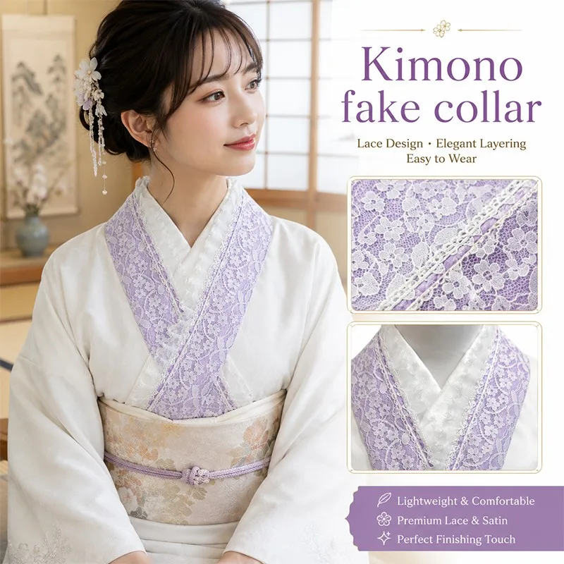 1PC Fake Collar Detachable Japanese Dress Lace Women Kimono Themed Costume Accessory Traditional Clothing Costume Decor