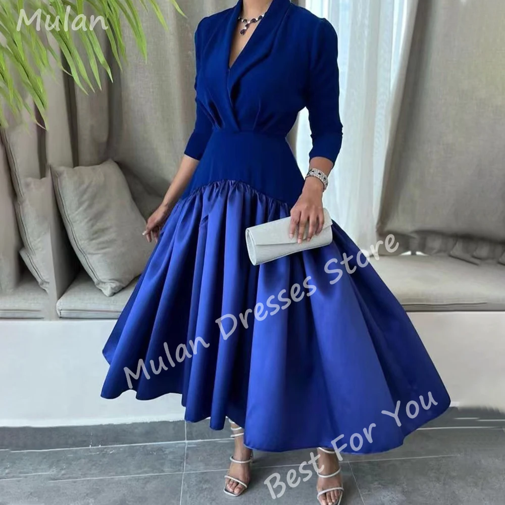 

Elegant Long Cocktail Dress for Women V-Neck Ankle-Length Asymmetrical Wedding Guest Prom Party Special Events Formal Gown 2024