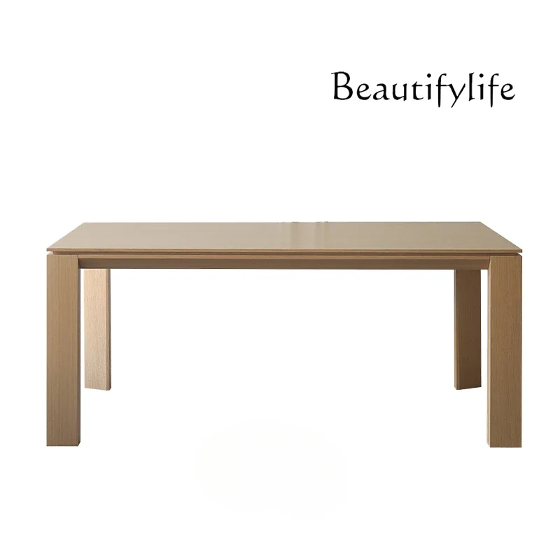 N40 Italian minimalist medieval solid wood dining table restaurant rectangular dining table large board table desk desk