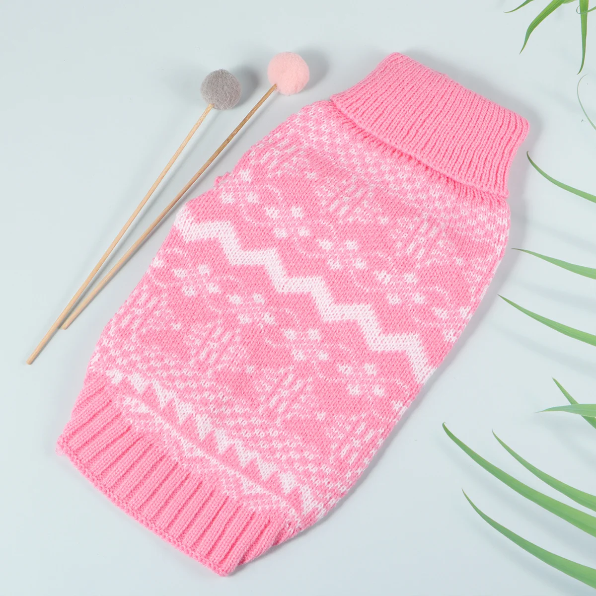 

Knitted Dog Sweater Pink Xxl Winter Pet Clothes Warm High Collar Turtleneck Puppy Sweater Christmas Festival Gift