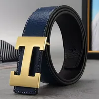 Classic Smooth Buckle Belt Men's Business Casual Letter Trendy Versatile D-Ring Belt Middle-Aged and Young Men's Belt 4