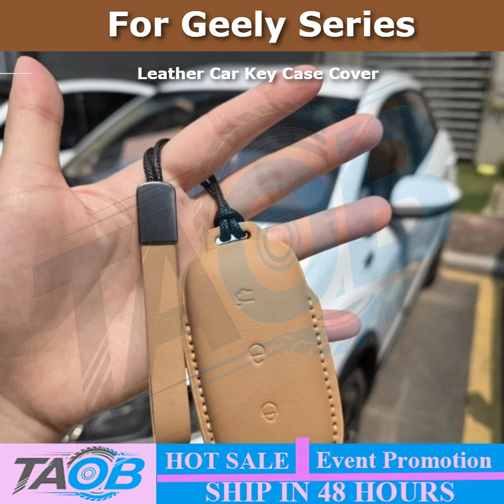 For Geely Galaxy EX5 E5 L6 L7 EMI Starray EM-i Proton E.MAS 7 5 E8  Leather Car Key Case Cover Remote Shell Keychain Key Fob