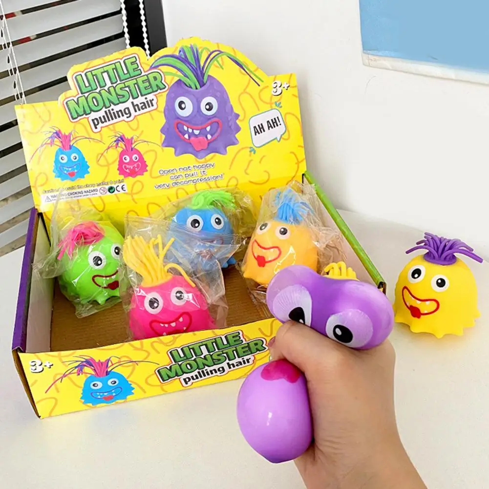 Demon Hair-pulling Toy Colorful Demon Squishes Toy Colorful Demon Squish Toy Funny Stress Relief Fidget for Kids Adults Cute