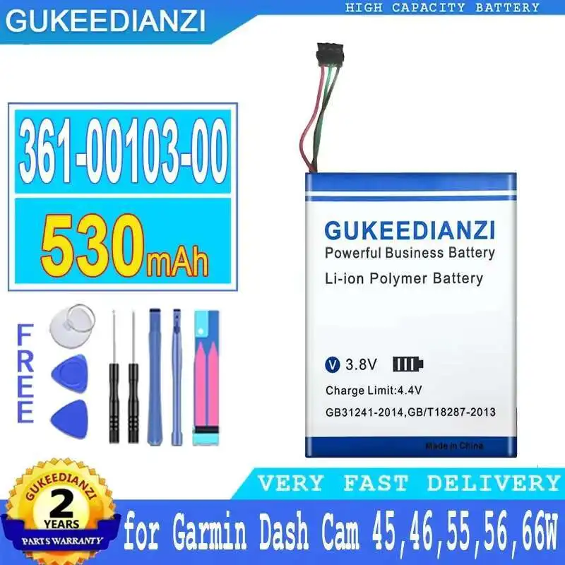 

For Garmin Dash Cam 45,46,55,56,66W Driving Recorder Long-Lasting Premium Replacement Battery 530Mah 361-00103-00