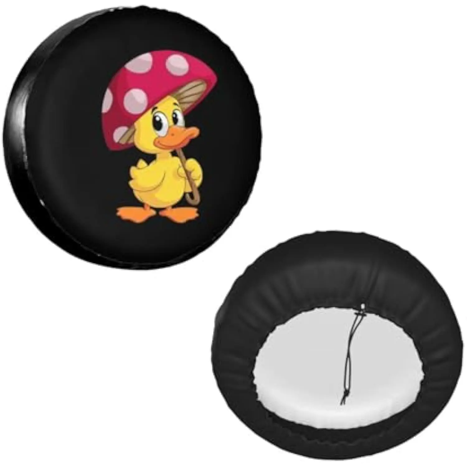 Cute Yellow Duckling Mushroom Hat Spare Tire Cover Waterproof Polyester Wheel Protector for SUV RV