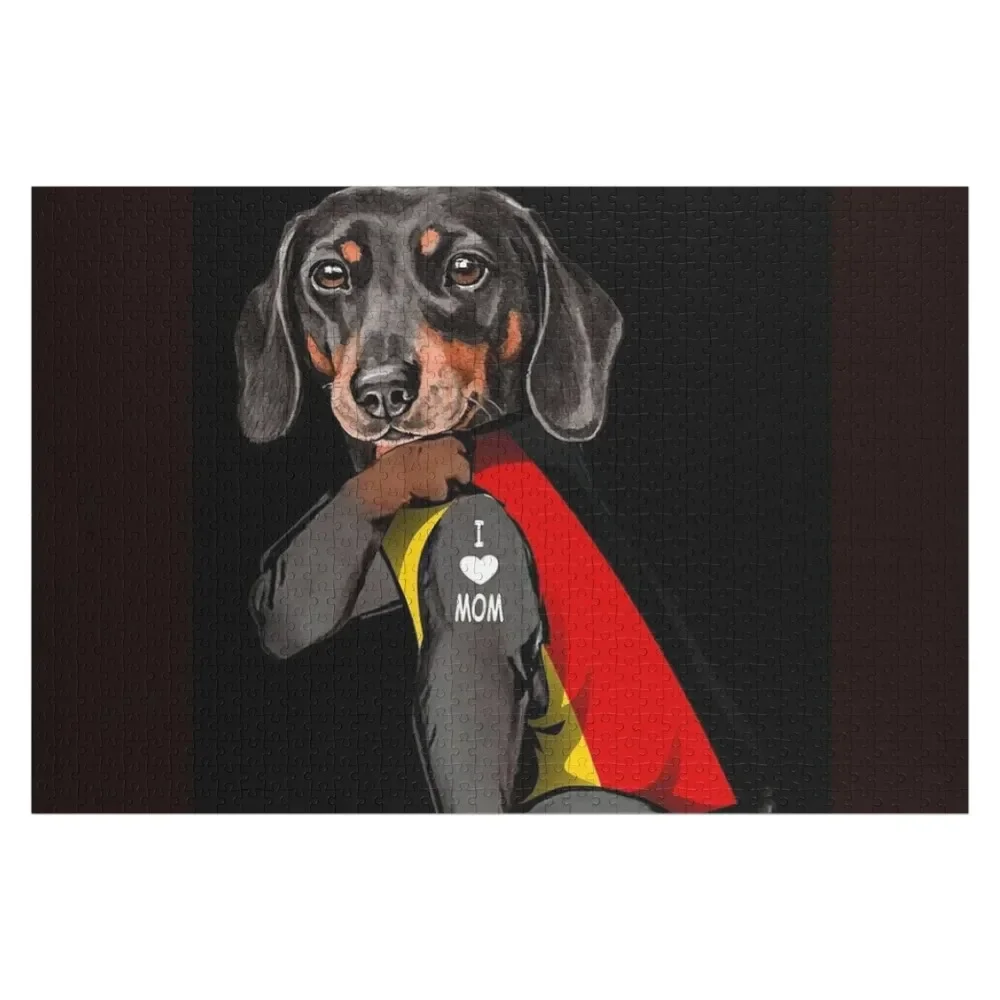 

Dachshund Dog I love Mom Jigsaw Puzzle Customized Kids Gift Wooden Adults Custom Kids Toy Custom With Photo Puzzle