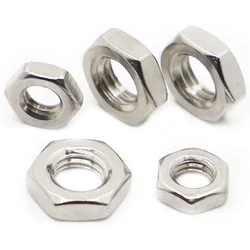 2-50pcs 304 Stainless Steel Flat Hex Hexagon Thin Jam Nut  M2 M2.5 M3 M4 M5 M6 M8 M10 M12 M14 M16 DIN439 GB6172