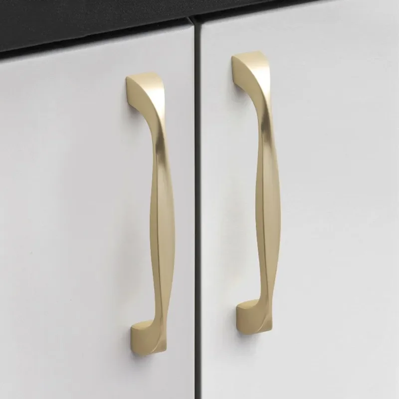 Modern Wardrobe Drawer Knob Bedroom Dressing Table Cabinet Door Handle Golden Grey Brushed Furniture Decoration Handle