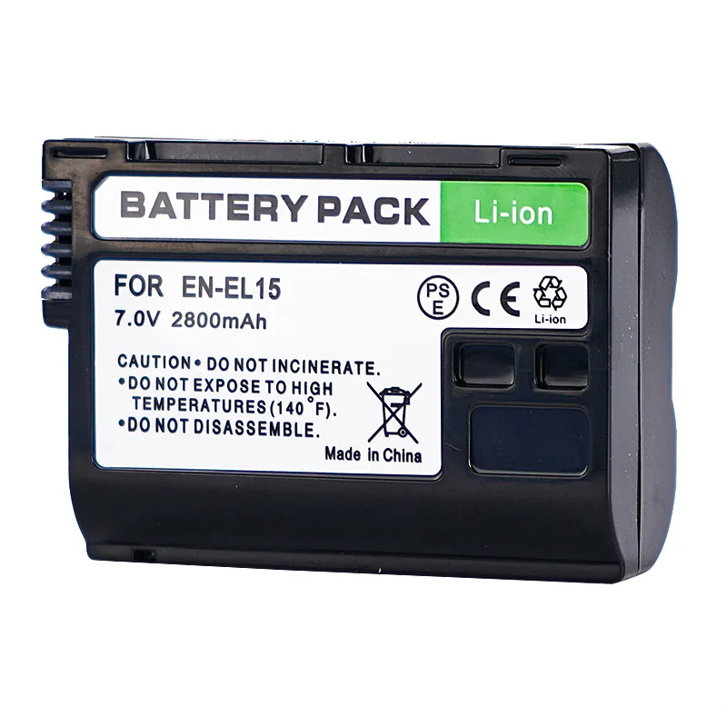 7.0V 2800mAh EN-EL15 카메라 배터리 (니콘 Z5, Z6, Z6 II, Z7, Z7II, D7000, D7100, D7200, D7500, D810, D500, D800, D850, D750 용)