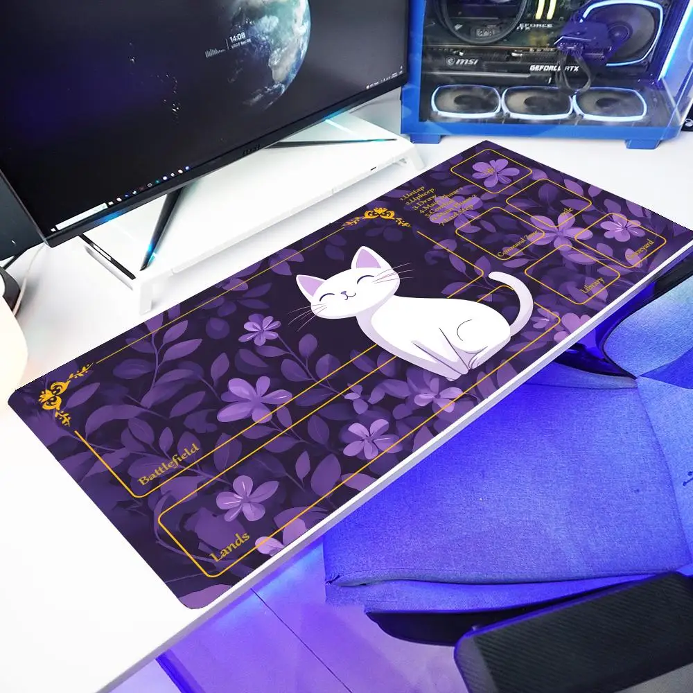 

The cat in the grass pattern game mouse pad is a rubber anti-slip and washable computer accessory Mouse Pad