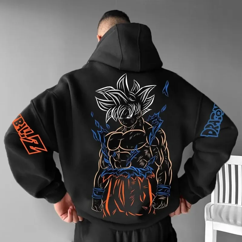 

Dragon Ball Trend Explosion Animation Peripheral Printed Versatile Sweater Autumn Winter Men's and Women's Loose Hooded Sweater