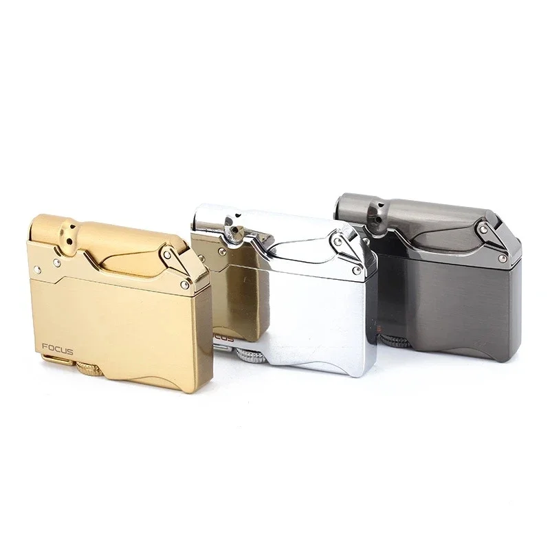 New Focus F082 Small Steel Cannon Metal Gas Filled Lighter Windproof Direct Charge Lighter Durable High Appearance Lighter Tool