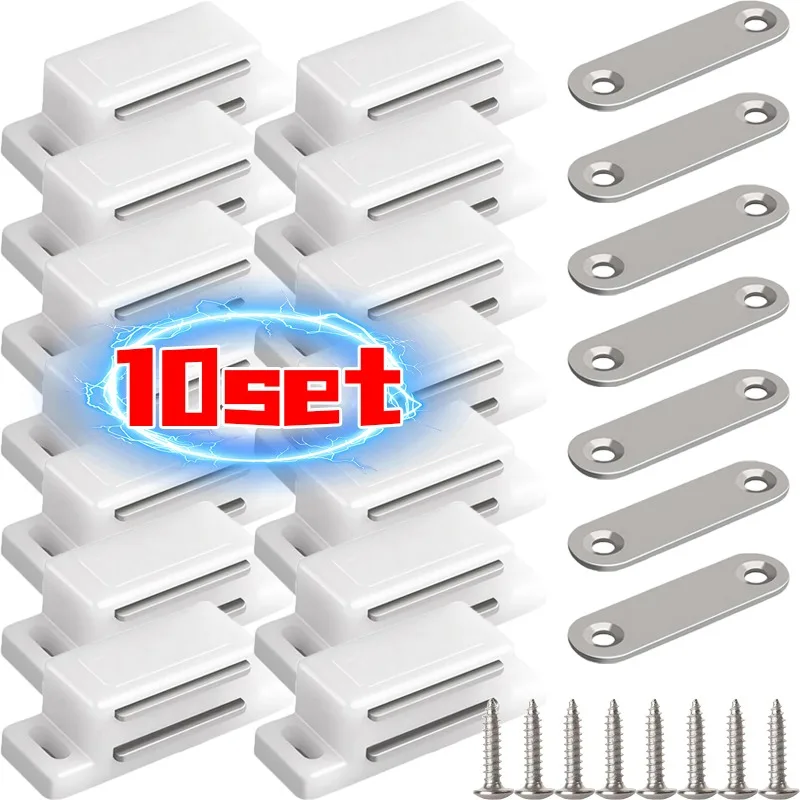 5/10set Magnetic Furniture Cabinet Locks Latch Locking Mechanisms with Screws Door Cupboard Closer Hardware Accessories