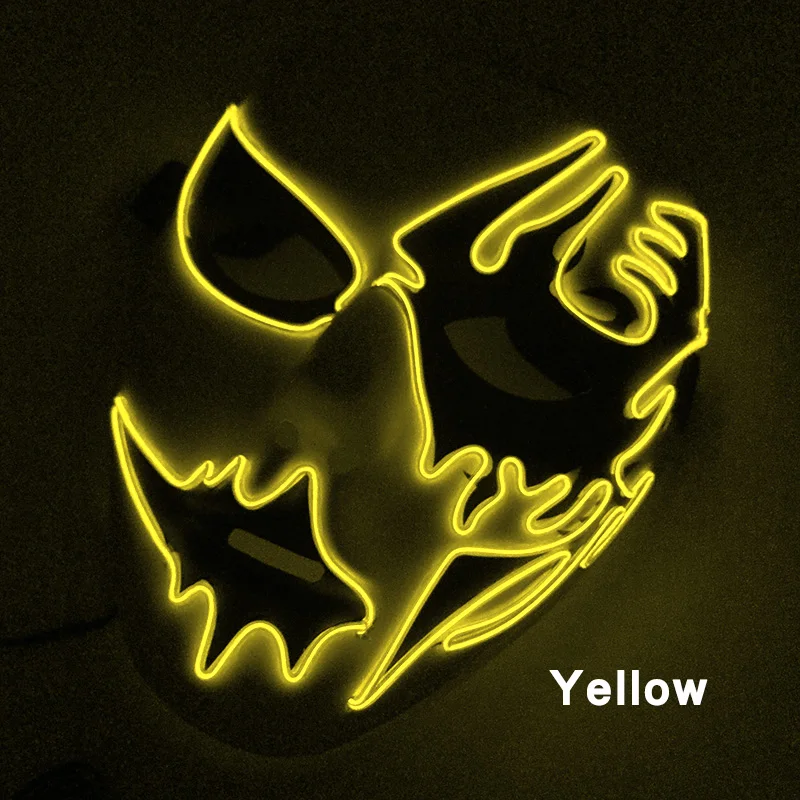 Melbourne Shuffle Rave Tanz Leuchtende Maske Handgezeichnete Gemusterte Leuchtmaske für Jugendliche Coole Halloween Cosplay Performance Requisiten – Detail 23