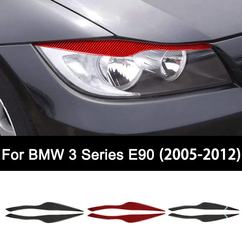 

For BMW 3 Series E90 2003-2008, Premium Carbon Fiber Car Headlight Eyebrow Eyelids Sticker Interior Modification Accessories