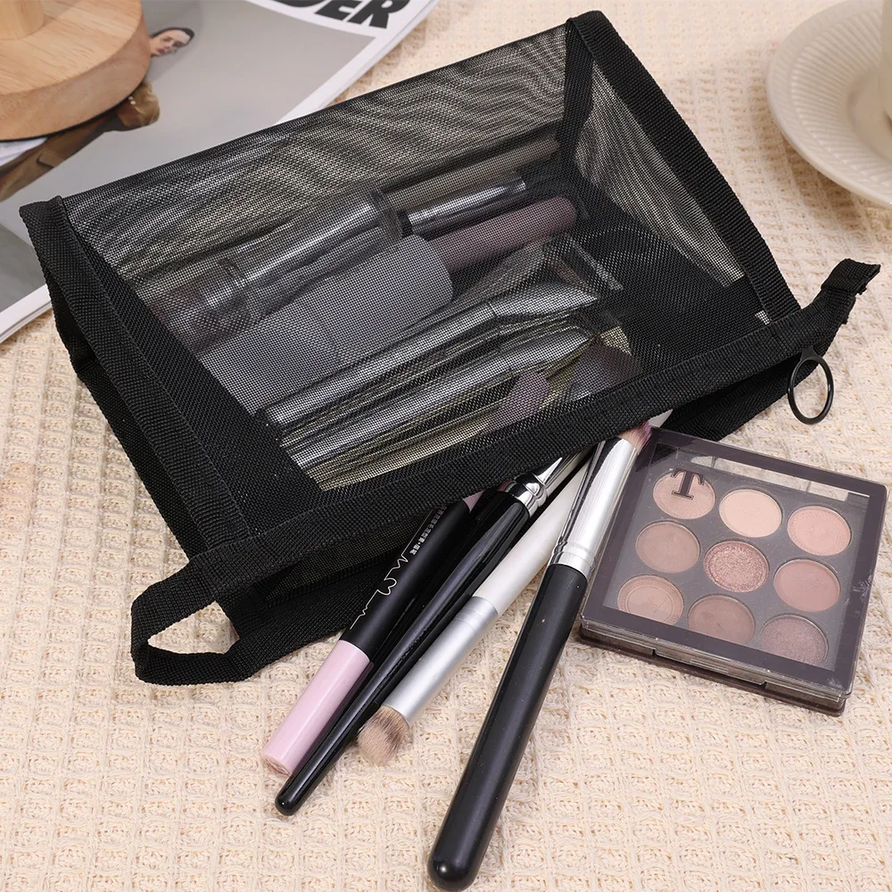 Women Mesh Cosmetic Bag Travel Storage Makeup Bag Organizer Female Make Up Pouch Portable Small Large Toiletry Beauty Case