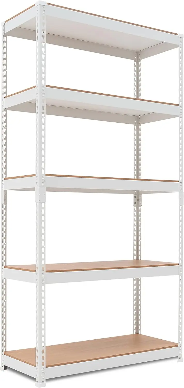 

5 Tier White Storage Shelves Adjustable Laminated Boltless Garage Metal Shelving Unit Heavy Duty Utility Ra Shelf Warehouse