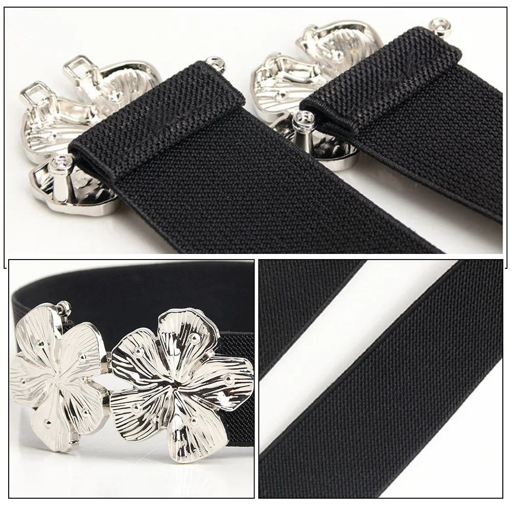 2 قطعة حزام خصر مرن للنساء خمر واسعة تمتد Cinch الأزهار مشبك فستان أحزمة الموضة غير رسمية فستان مرن حزام الخصر #1