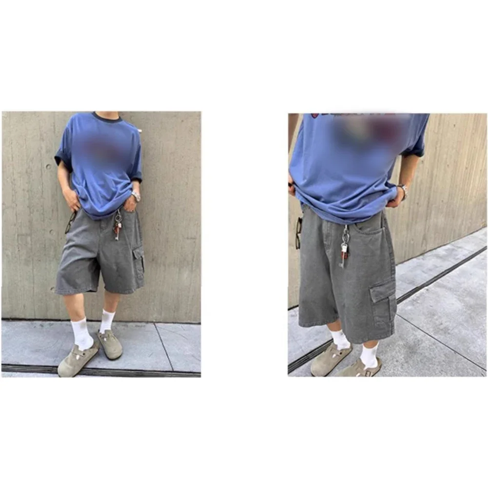 

Comfortable Wear For Skateboarding Men's Streetwear Shorts Loose Pocket Shorts Solid Color Cotton Polyester Blend