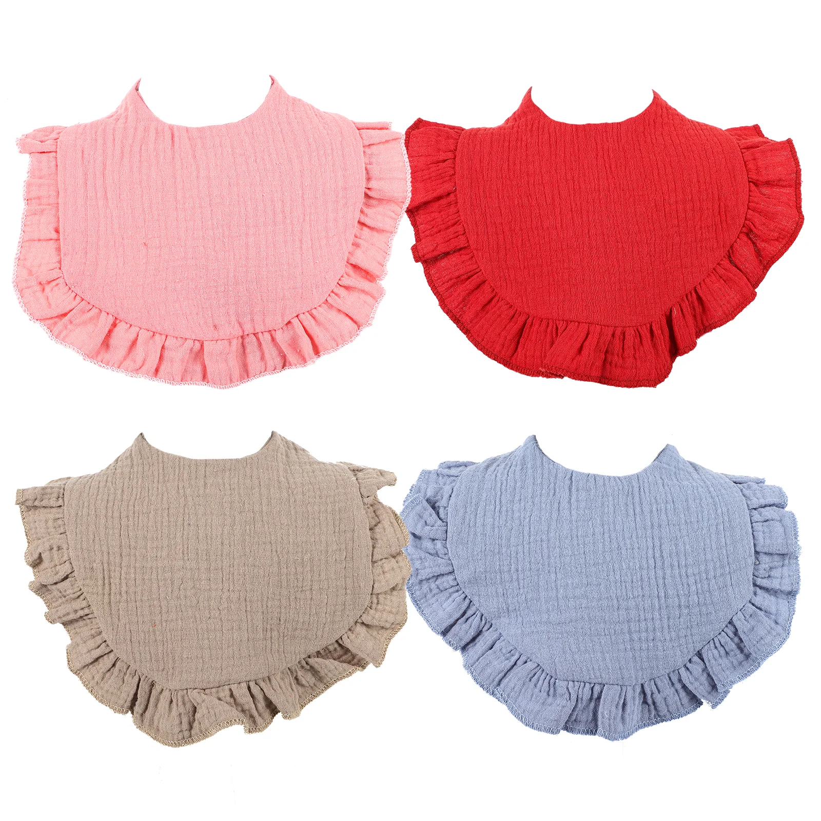 

4 Pcs Baby Bibs Cotton Toddler Feeding Anti spitting Milk Drooling Infant Girl Boys Waterproof Saliva Towel Newborn Meal Time