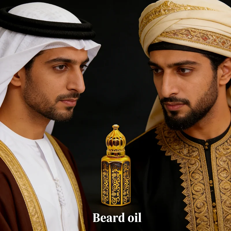 Beard Oil for Men, Arabian Fragrance Beard Growth Serum, Rollerball Applicator, Nourish Soften Strengthen Beard, Long Lasting Be