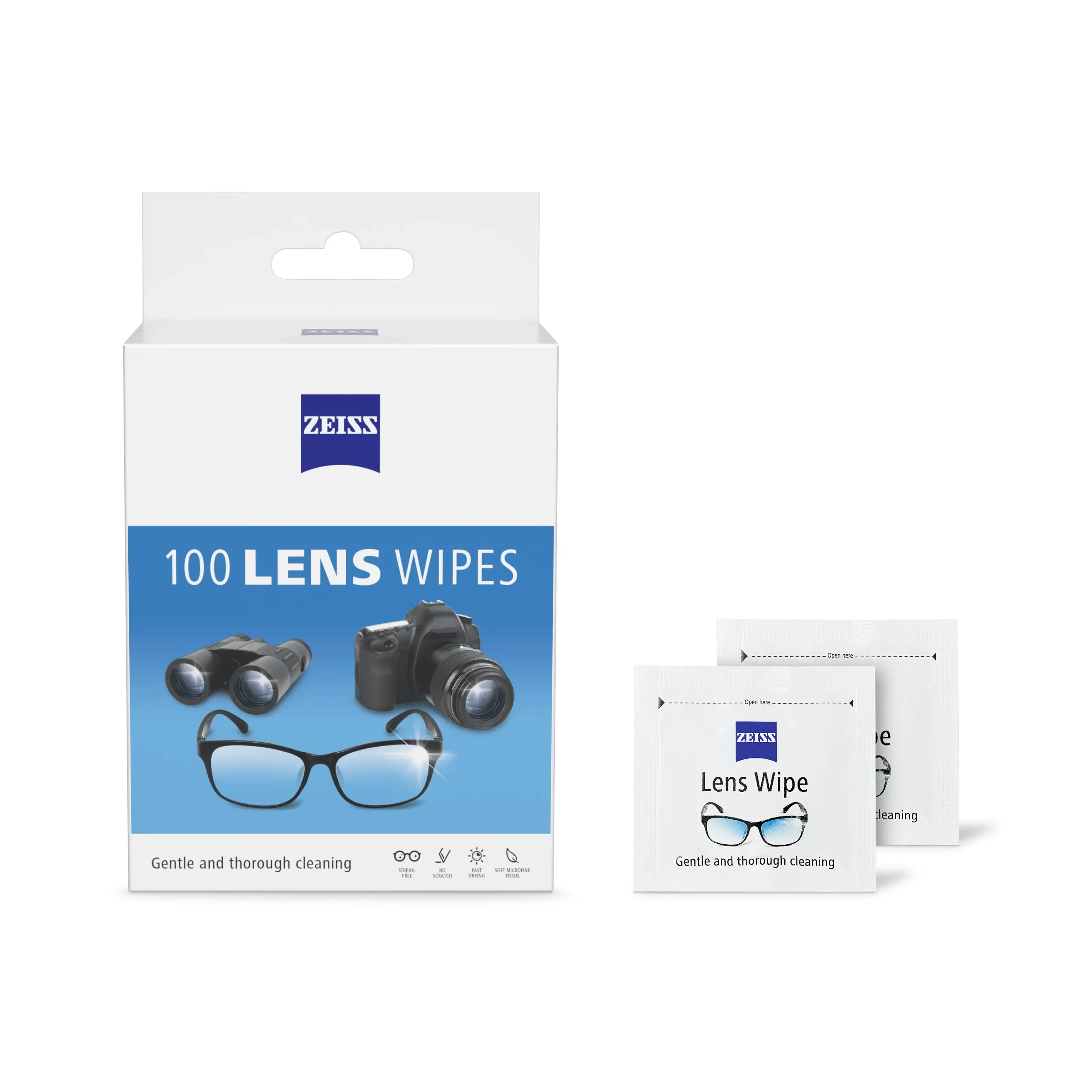Zeiss-Limpeza suave e completa Toalhetes, Óculos Lens Cleaner, 100 Contagem