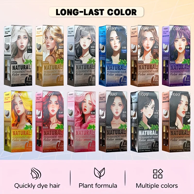 Colorful Hair Dye Set,12 Colors Available,Safe and Long-lasting, Unisex Adult,Normal Hair Style,Hair Dye Kit,Festive Hair Color