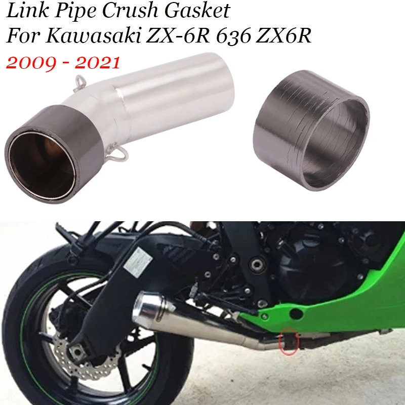 Motorcycle Exhaust Pipe Escape Crush Gasket For Kawasaki ZX-6R 636 ZX6R 2009 - 2021 Middle Link Pipe Gasket Eliminator Enhanced