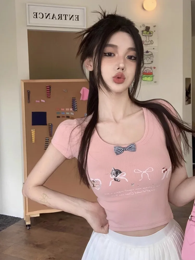 تي شيرت نسائي قصير الأكمام بلون النيلي ملابس علوية من القطن فضفاضة تناسب الصيف كاجوال قابلة للتنفس ناعمة ومريحة وبسيطة وعصرية يوميًا #3