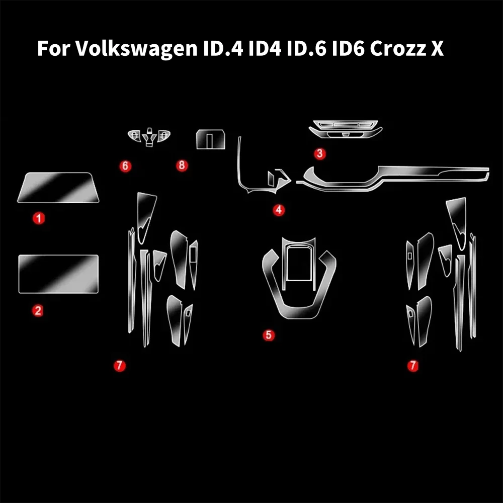 For Volkswagen ID.4 ID4 ID.6 ID6 Crozz X Car Interior Door Center Console Media Dashboard Navigation TPU Anti-scratch Protector