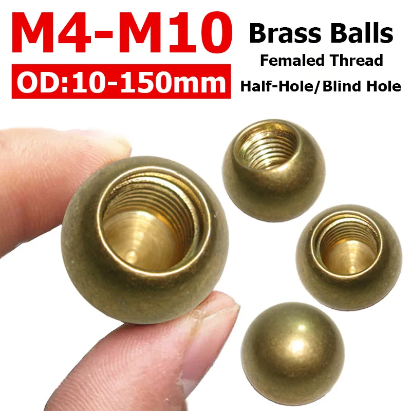 Od 10-150mm bolas de rosca de bronze m3/m4/m5/m6/m10 sólido meio buraco bolas de cobre puro buraco cego bola de rosca 12/15/18/20/25/30-80mm