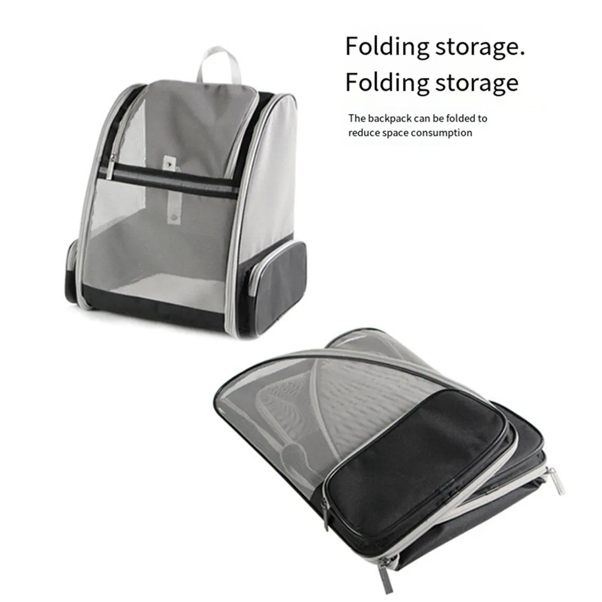 N14R Top Cat Bag Portable Cat Backpack Pet Bag Cat Backpack Foldable Large Capacity Breathable Pet Bag Black