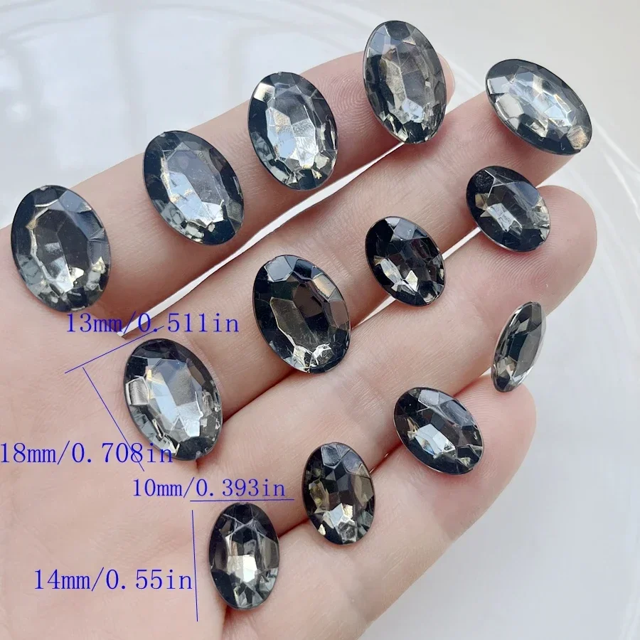 Sparkling natural black oval 10 * 14mm/13 * 18mm Rhinestone suitable for DIY hair accessories decoration in jewelry making