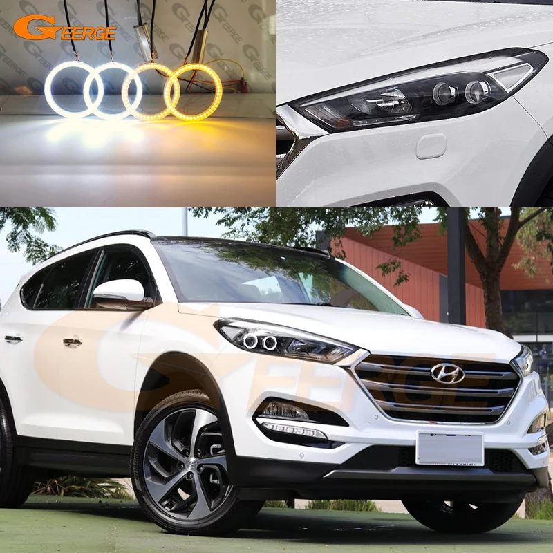 

Для Hyundai Tucson TL TLE 2015 2016 2017 2018 ультра яркий SMD светодиодный комплект колец ангельские глазки Halo Дневной светильник аксессуары для автомобиля