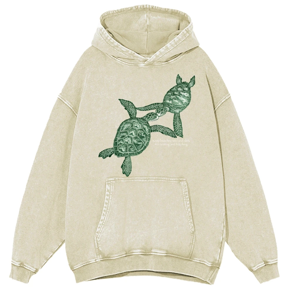 Unisex Sea Turtles Printed Casual Washed Hoodie Sweatshirt Women Men y2k Shirt Gothic T-Shirt Graphic  T-Shirt