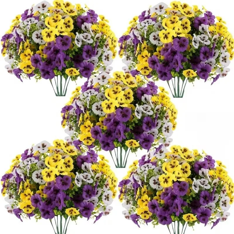 7 Heads Artificial Flower Pansy Garden Outdoor Courtyard Artificial Flower Hanging Basket Garden Decoration Fast Delivery