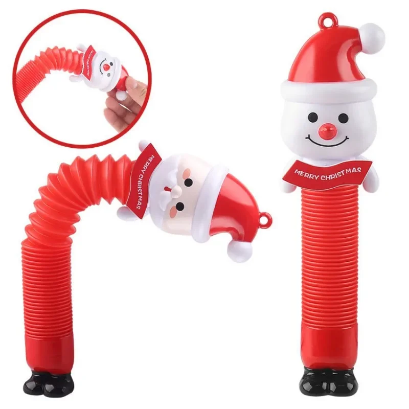 

POP Tube Telescopic Tube Pressure Relieving Toys Sound and Light Santa Claus Toy Decompression Artifact Children's Holiday Gift