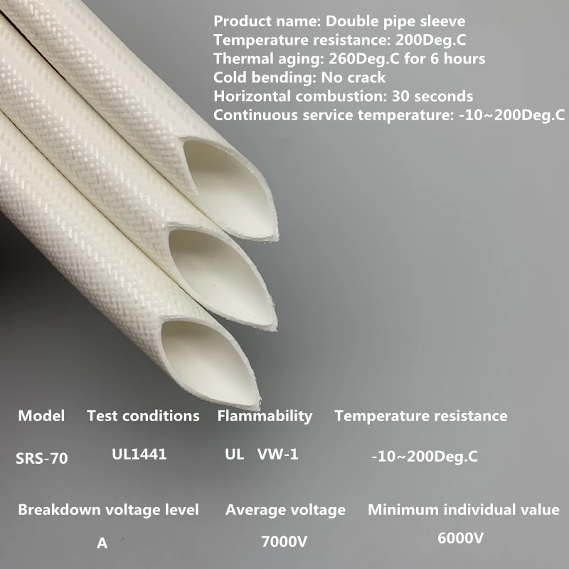 Alkali Free Glass Fiber Braided Sleeve Internal Silicone Material High Temperature Resistant Wiring Insulating Wire Sheath 1M