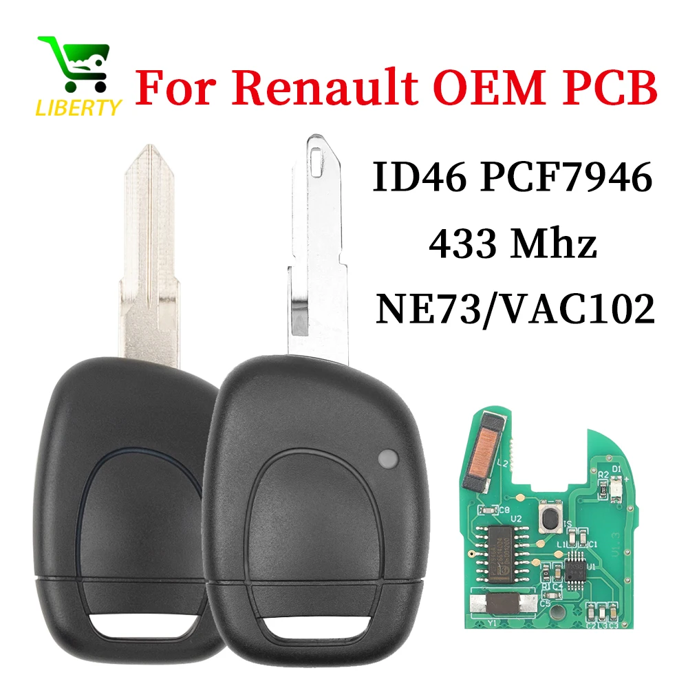 

OEM PCB Keyguard Remote Car Key For Renault Master Clio II 2 Twingo Kangoo Symbol Scenic ID46 PCF7946 Chip 433Mhz VAC102 NE73