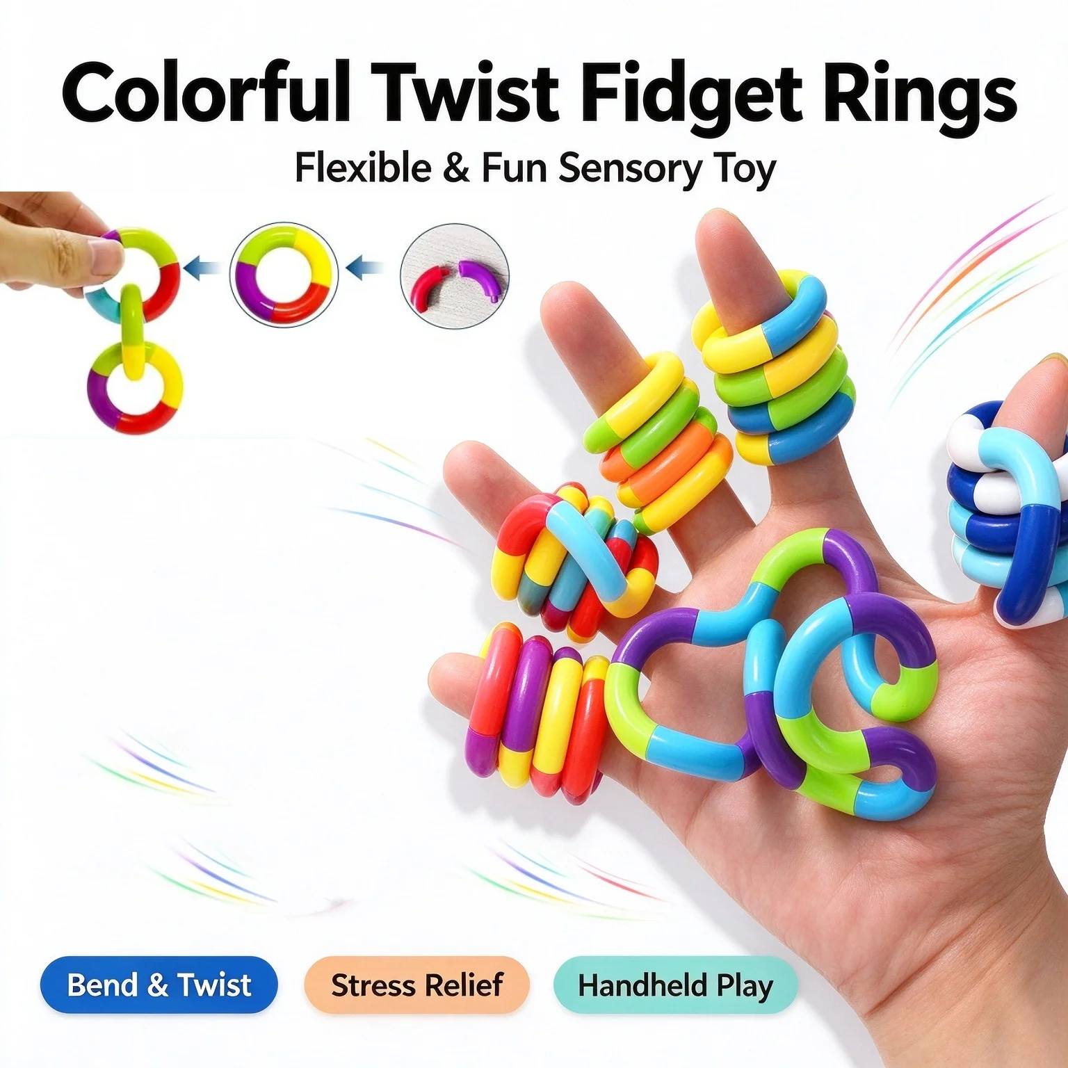 Twisty Rope Fidget Toy Adults Stress Relief Sensory Calming Desk Tool Twist Loop Wrap Decompression 2/5PCS Wholesale