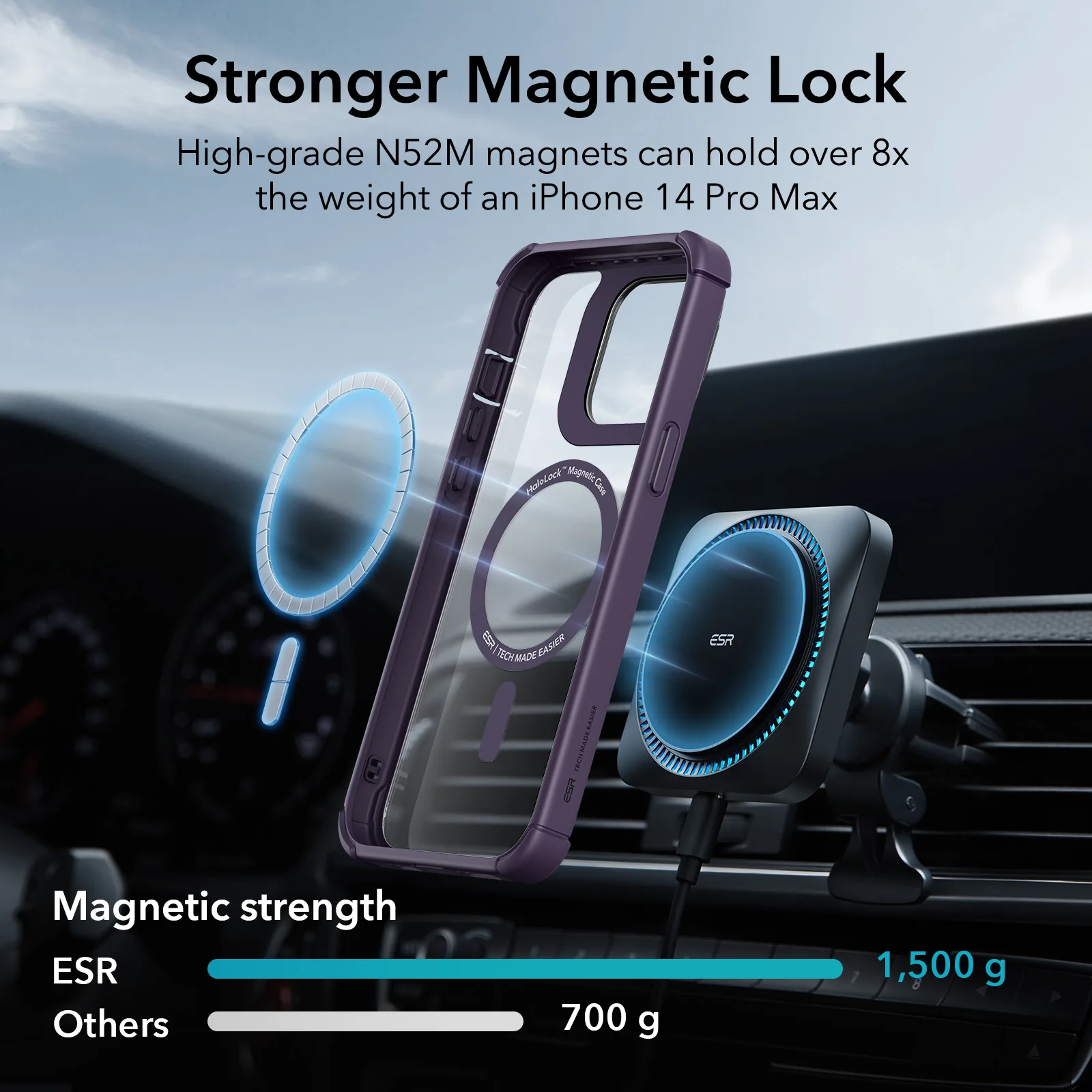 ESR for iPhone 15 14 Pro Max Armor Case with Stash Stand for iPhone 13 Pro Full Body Shockproof Military-Grade Drop MagSafe Case