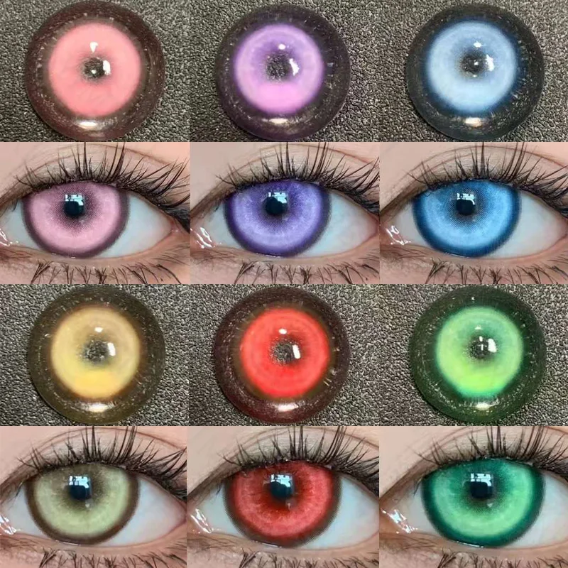 YIMEIXI 2PCS Hot Sale Cosplay Red Colored Contacts Lenses for Eye Degree Grade 0~-8.00 Soft Purple Cosmetic Makeup Pupils Yearly