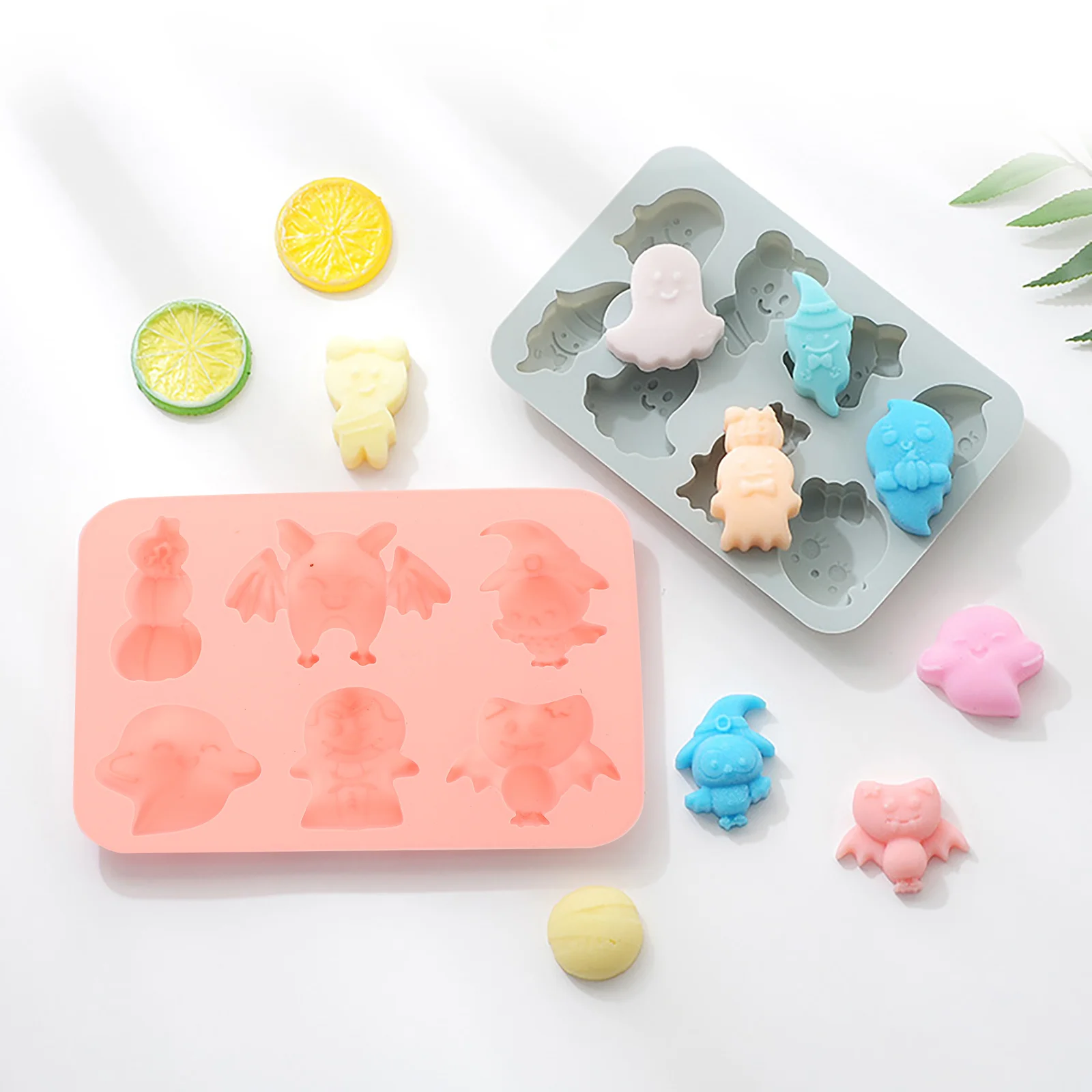 

2Pcs Halloween Pumpkin Ghost Cake Mould Non-Stick Silicone Baking Tool for Kids Halloween Cake Mold DIY Chocolate Mold