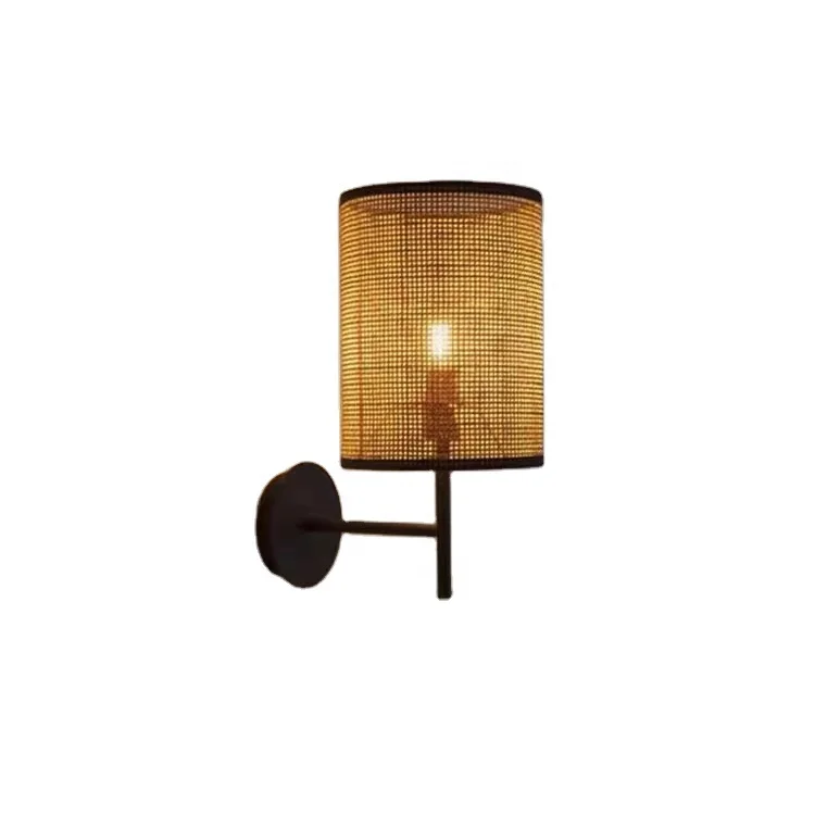

Japanese Style Wall Lamp Living Room Bedroom Lamp Retro B&B Corridor Tea House Handmade Rattan Art Wall Lamp