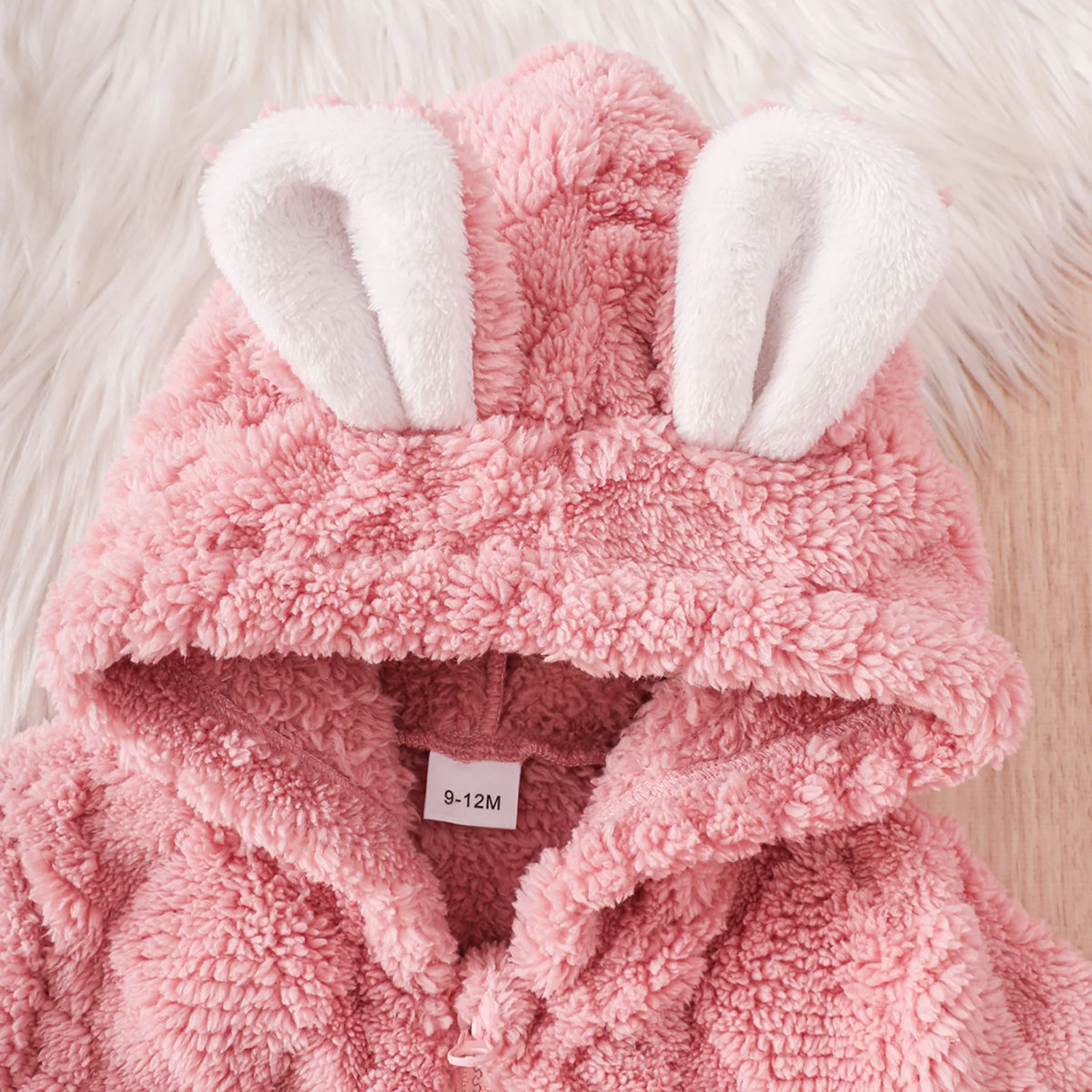 2026 الشتاء طفل رضيع الفتيات الشتاء رومبير مع آذان أرنب لطيف كم طويل مقنع الدافئة زمم بذلة #4