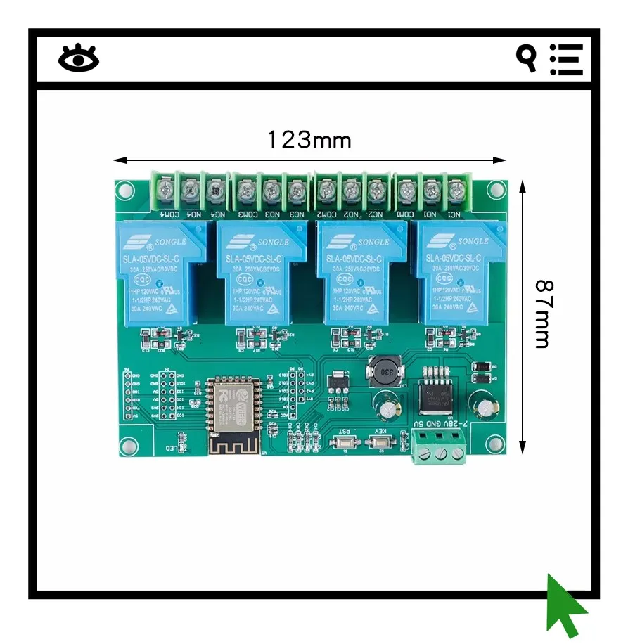 

Модуль реле ESP8266 WIFI на четыре канала, 30А, плата разработки ESP-12F для вторичной разработки, DC7-28/5В